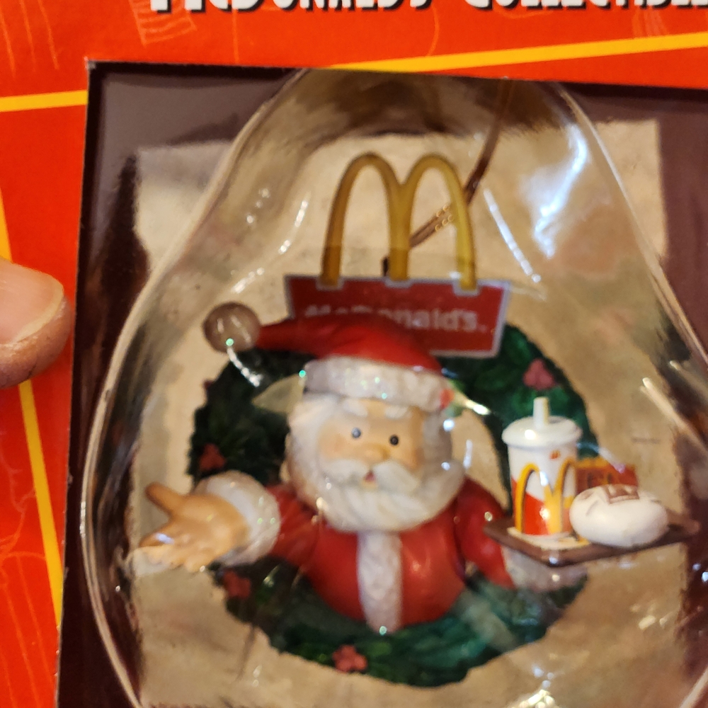 McDonald's Festive Santa Ornament with Red and Gold
